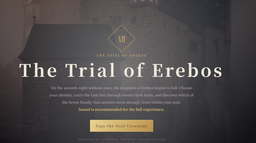 The Trial of Erebos — Seven Deadly Sins personality test cover